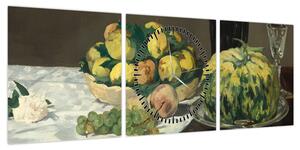Obraz - Edouard Manet, Still Life with Melon and Peaches, reprodukcje (z zegarem) (90x30 cm)