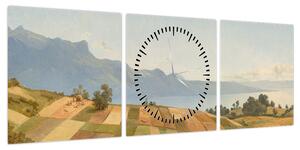 Obraz - Alexandre Calame, Swiss Landscape, reprodukcje (z zegarem) (90x30 cm)