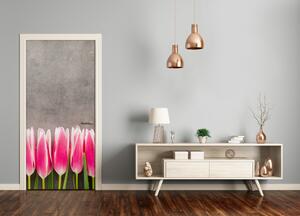 Naklejka samoprzylepna na drzwi Różowe tulipany