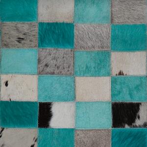 Nowoczesny dywan skórzany w kratę prostokątny 160 x 230 cm turkusowo-szary Nikfer Beliani