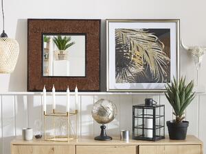Lustro kwadratowe 60 cm dekoracja mieszkania drewniana rama ciemne Boise Beliani