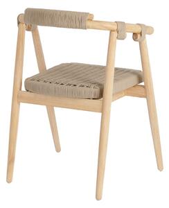 Krzesło ogrodowe z drewna eukaliptusa z beżową plecionką Kave Home Majela