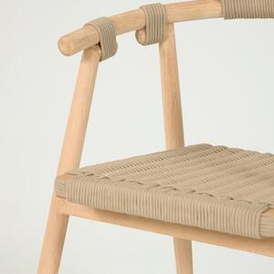 Krzesło ogrodowe z drewna eukaliptusa z beżową plecionką Kave Home Majela