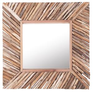 Dekoracyjne lustro ścienne kwadratowe 61 x 61 cm jasne drewno rustykalne Kanab Beliani