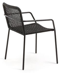 Czarny fotel ogrodowy ze stalową konstrukcją Kave Home Bomer