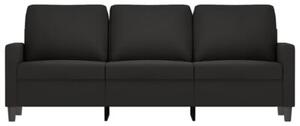 Sofa 3-osobowa, czarny, 180 cm, tapicerowana aksamitem