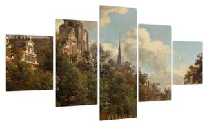 Obraz - Jan van der Heyden, View Down a Dutch Canal, reprodukcje (125x70 cm)
