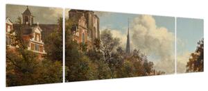 Obraz - Jan van der Heyden, View Down a Dutch Canal, reprodukcje (170x50 cm)