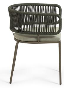 Krzesło ogrodowe ze stalową konstrukcją i zieloną plecionką Kave Home Nadin