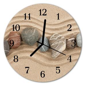 Zegar szklany okrągły Kamienie piasek