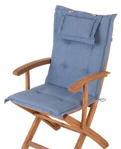 Zestaw 2 krzeseł ogrodowych niebieski drewno akacjowe składane z poduszkami Maui Beliani