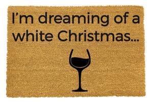 Wycieraczka z naturalnego włókna kokosowego Artsy Doormats White Wine Christmas, 40x60 cm