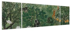 Obraz - Henri Rousseau, Tropical Forest with Monkeys, reprodukcje (170x50 cm)