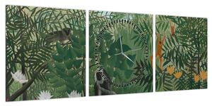 Obraz - Henri Rousseau, Tropical Forest with Monkeys, reprodukcje (z zegarem) (90x30 cm)