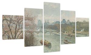 Obraz - Camille Pissarro, The Louvre, Afternoon, Rainy Weather, reprodukcje (125x70 cm)