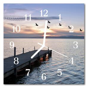 Zegar szklany kwadratowy Ptaki jezioro