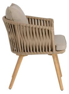Krzesło ogrodowe z drewna akacji z beżowym obiciem Kave Home Hemilce