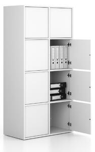 Szafka biurowa FRAME, 8x drzwi, 872 x 450 x 1735 mm, PUSH-lock, biały