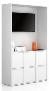 Szafka biurowa FRAME, 6x drzwi, z wnęką, 1299 x 450 x 2162 mm, PUSH-lock, biały