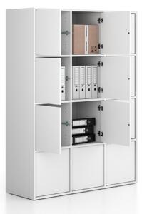 Szafa biurowa FRAME, 12x drzwi, 1299 x 450 x 1735 mm, PUSH-lock, biały