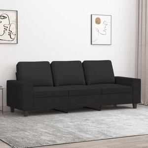 Sofa 3-osobowa, czarna, 180 cm, tapicerowana tkaninÄ