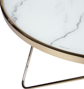 Stolik kawowy okrągły w stylu glamour efekt marmuru biało-złoty Meridian II Beliani
