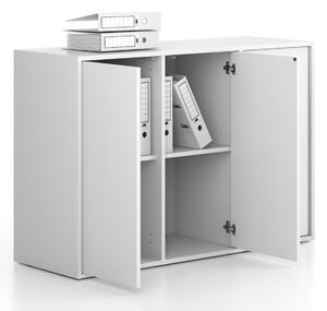 Szafa biurowa FRAME, niska, 3 drzwi, 1299 x 450 x 881 mm, PUSH-lock, biały