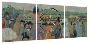 Obraz - Jean-Louis Forain, The Races at Longchamp, reprodukcje (z zegarem) (90x30 cm)