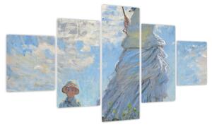 Obraz - Claude Monet, Woman with a Parasol - Madame Monet and Her Son, reprodukcje (125x70 cm)