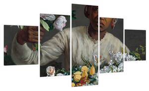 Obraz - Frédéric Bazille, Young Woman with Peonies, reprodukcje (125x70 cm)