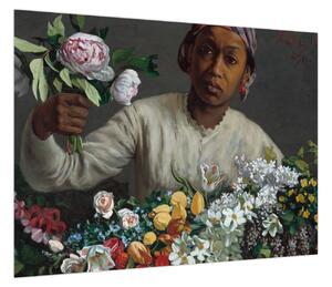 Obraz - Frédéric Bazille, Young Woman with Peonies, reprodukcje (70x50 cm)