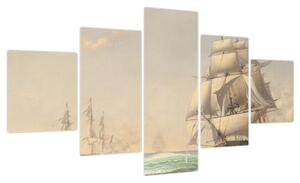 Obraz - Fitz Henry Lane, The United States Frigate President Engaging the British Squadron, reprodukcje (125x70 cm)