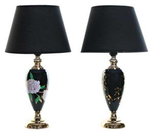 Emaga Lampa stołowa DKD Home Decor Czarny Złoty Kvety 220 V 50 W Orientalny (28 x 28 x 50 cm) (2 Sztuk)