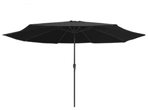 Parasol ogrodowy na metalowym słupku, 390 cm, czarny