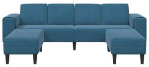 Nowoczesna sofa do salonu z poduszkami, niebieska, 4-osobowa