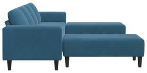 Nowoczesna sofa do salonu z poduszkami, niebieska, 4-osobowa