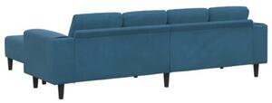Nowoczesna sofa do salonu z poduszkami, niebieska, 4-osobowa