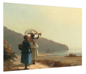 Obraz - Camille Pissarro, Two Women Chatting by the Sea, St. Thomas, reprodukcje (70x50 cm)