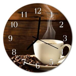 Zegar szklany okrągły Kawa