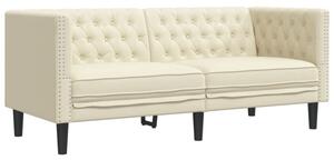 Sofa chesterfield, 2-os., kremowa, tapicerowana sztucznÄ skÃ³rÄ