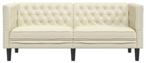 Sofa chesterfield, 2-os., kremowa, tapicerowana sztucznÄ skÃ³rÄ