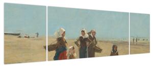 Obraz - Eugène Boudin, Women on the Beach at Berck, reprodukcje (170x50 cm)