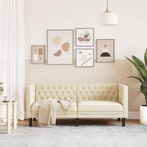 Sofa chesterfield, 2-os., kremowa, tapicerowana sztucznÄ skÃ³rÄ