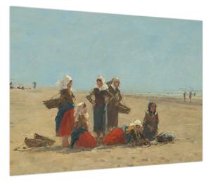 Obraz - Eugène Boudin, Women on the Beach at Berck, reprodukcje (70x50 cm)