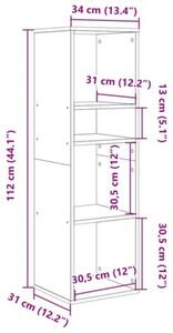 Szafka na książki, szary dąb sonoma, 34x31x112 cm