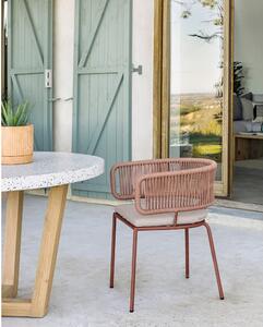 Krzesło ogrodowe ze stalową konstrukcją i beżową plecionką Kave Home Nadin