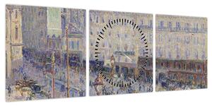 Obraz - Camille Pissarro, The Place du Havre, reprodukcje (z zegarem) (90x30 cm)