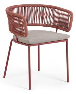 Krzesło ogrodowe ze stalową konstrukcją i beżową plecionką Kave Home Nadin