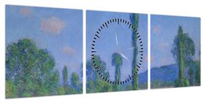 Obraz - Claude Monet, Poppy Field (Giverny), reprodukcje (z zegarem) (90x30 cm)