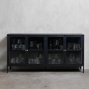 Czarna witryna Unique Furniture Carmel, dł. 170 cm